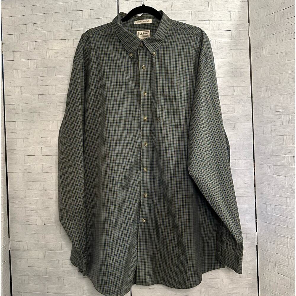 LL Bean Mens Shirt Plaid Traditional Fit Cotton Long Sleeve Button Down Shirt XL